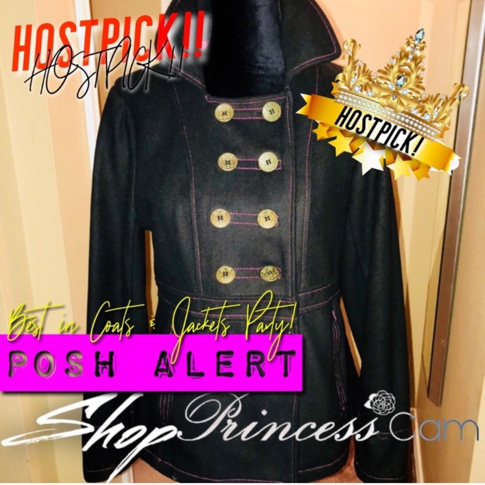 Black Lipstick Double Breast Black Wool Jacket SzM
